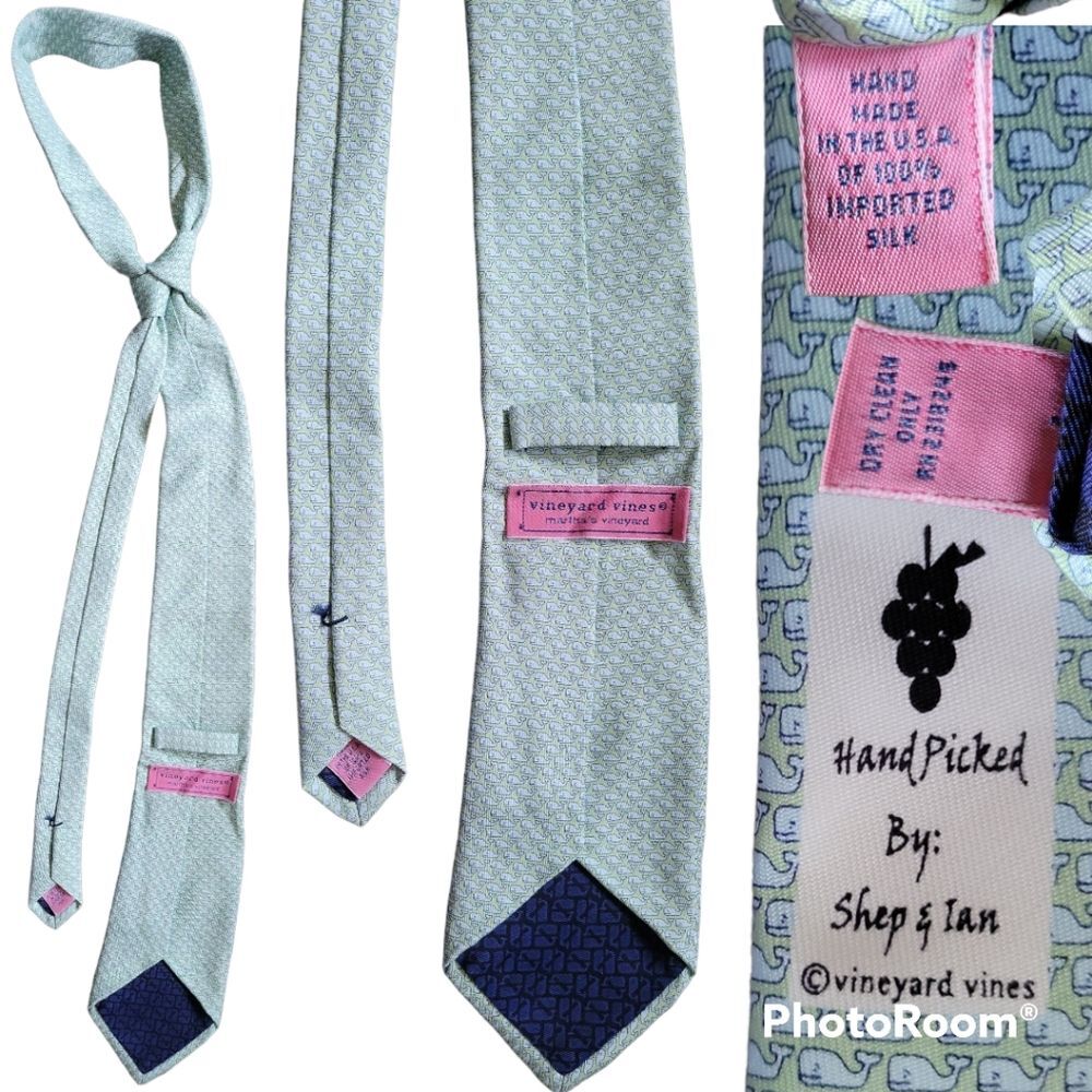 Vineyard Vines Blue & Green Original Whale Tie - Picture 2 of 4
